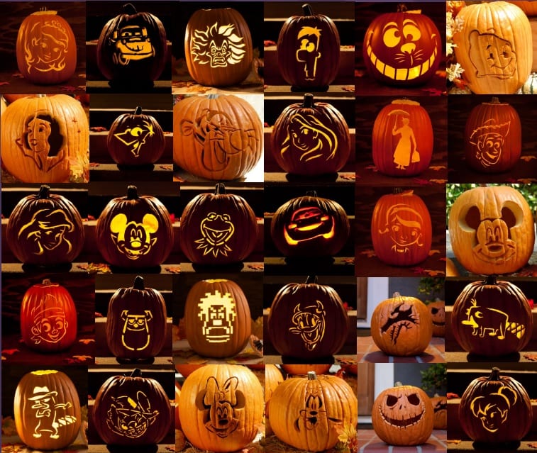 A Collection Of Disney Character Pumpkin Carving Patterns