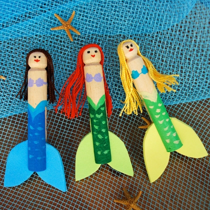 Little Mermaid Clothespin Dolls ~ Summer Craft