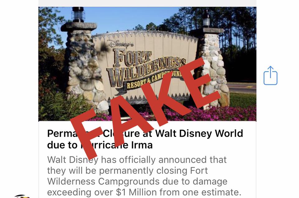 Ft. Wilderness Campground at Disney World Closed TEMPORARILY Not