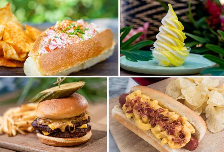 Lobster Roll, Pineapple Lemon Whip, Double Cheeseburger, Mac & Cheese Dog