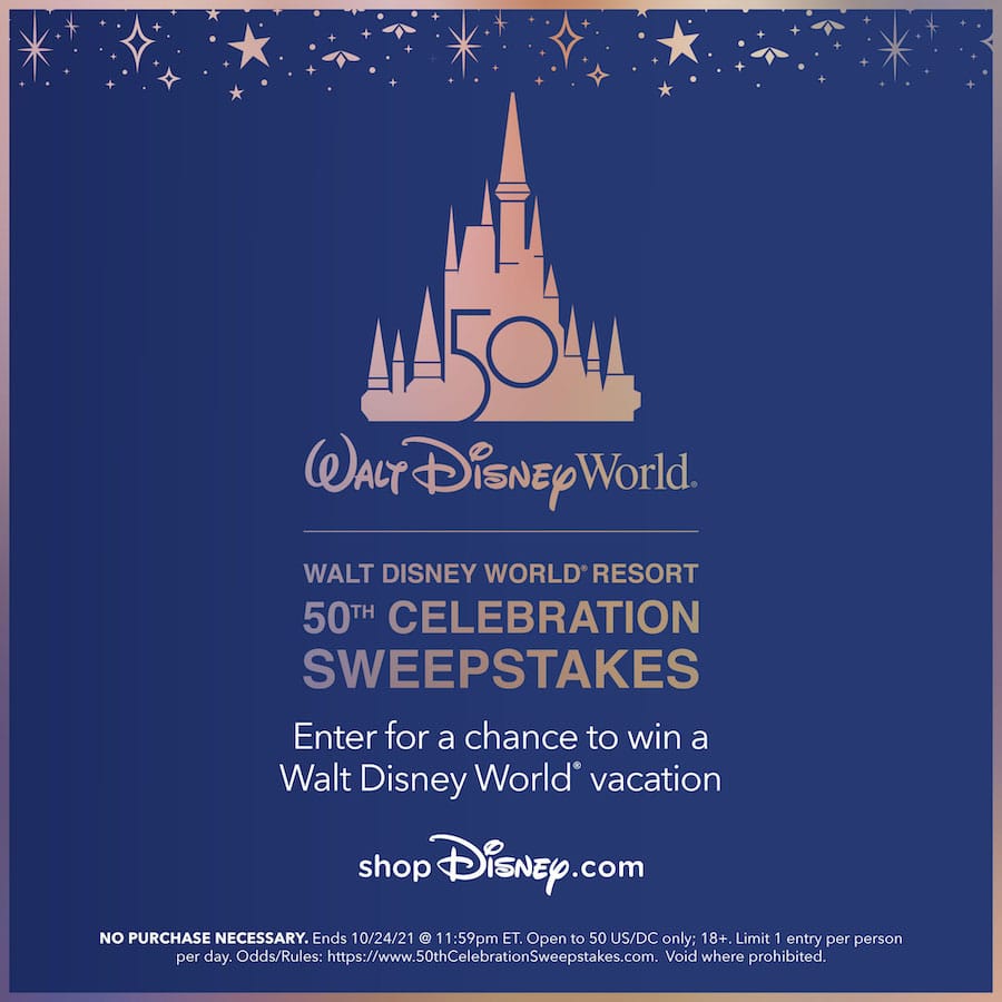 Graphic for the Walt Disney World Resort 50th Celebration Sweepstakes