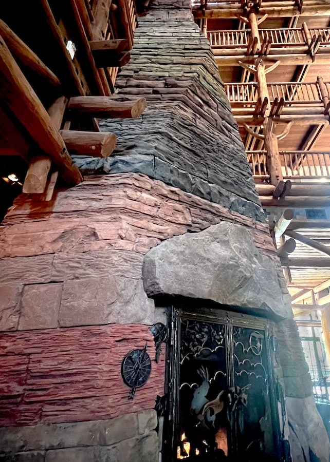 Disney's Wilderness Lodge lobby fireplace