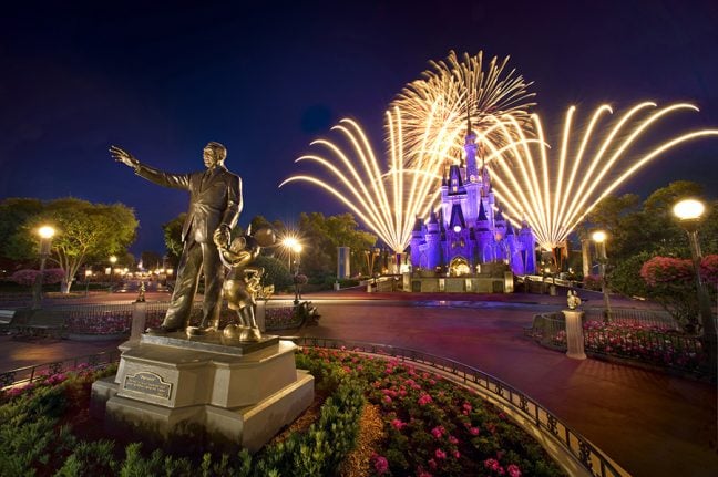 Partners Statue during the Magic Kingdom fireworks