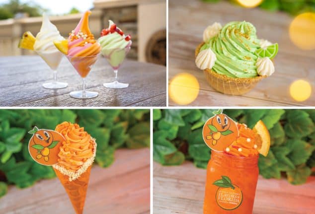 DOLE Whip Sampler, Key Lime Sundae, Orange Bird Cone, Orange Bird Float