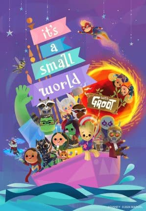 Attraction poster for it’s a small world with Groot” at Tokyo Disneyland