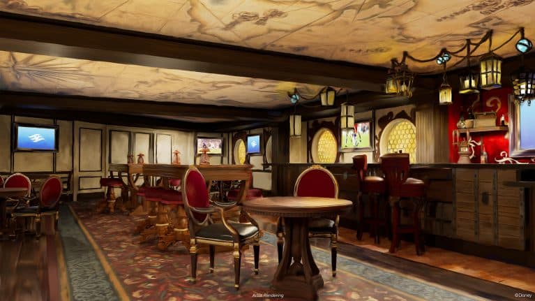 Concept art for Cask and Cannon Pub onboard the Disney Destiny