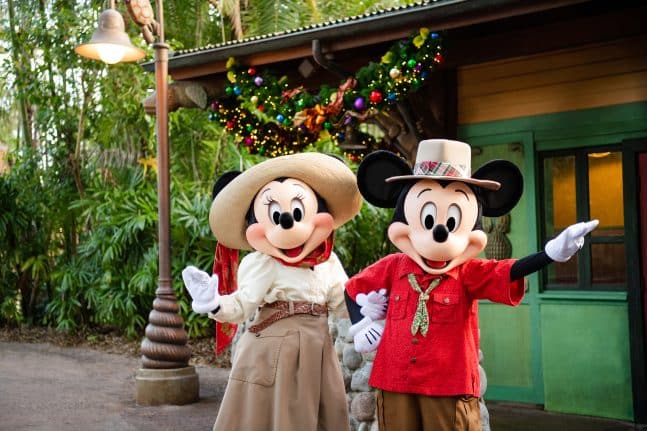 Mickey Mouse and Minnie Mouse at Adventurers Outpost