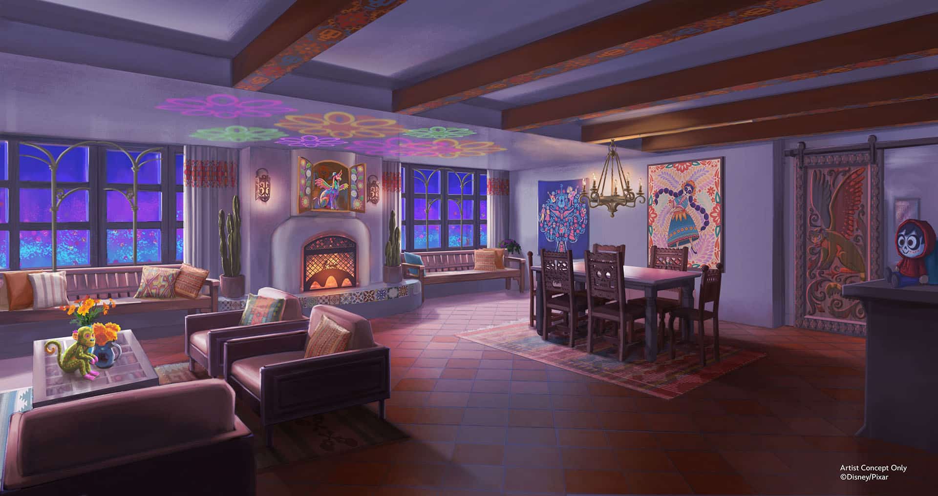 Rendering, "Coco" signature suite, Pixar Place Hotel