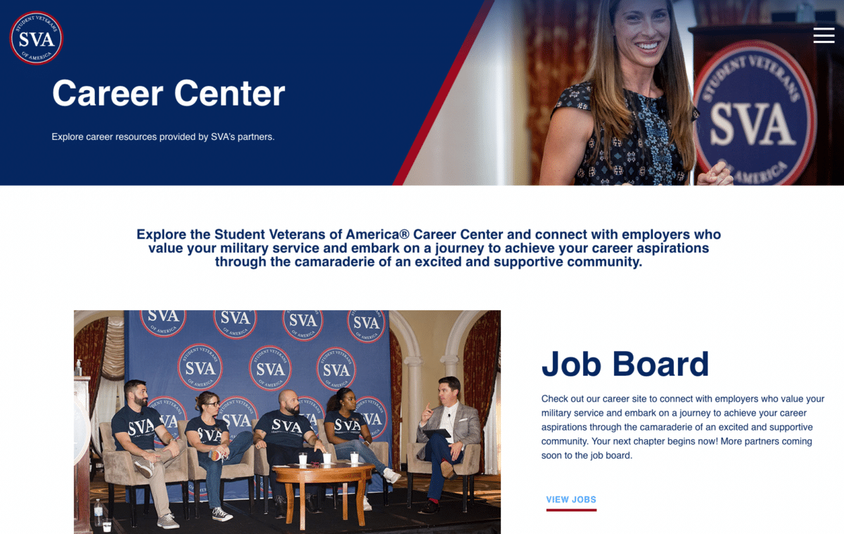 SVA Career Center website page