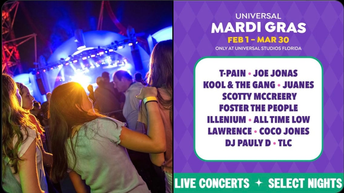 Universal Orlando Mardi Gras Concerts for 2025