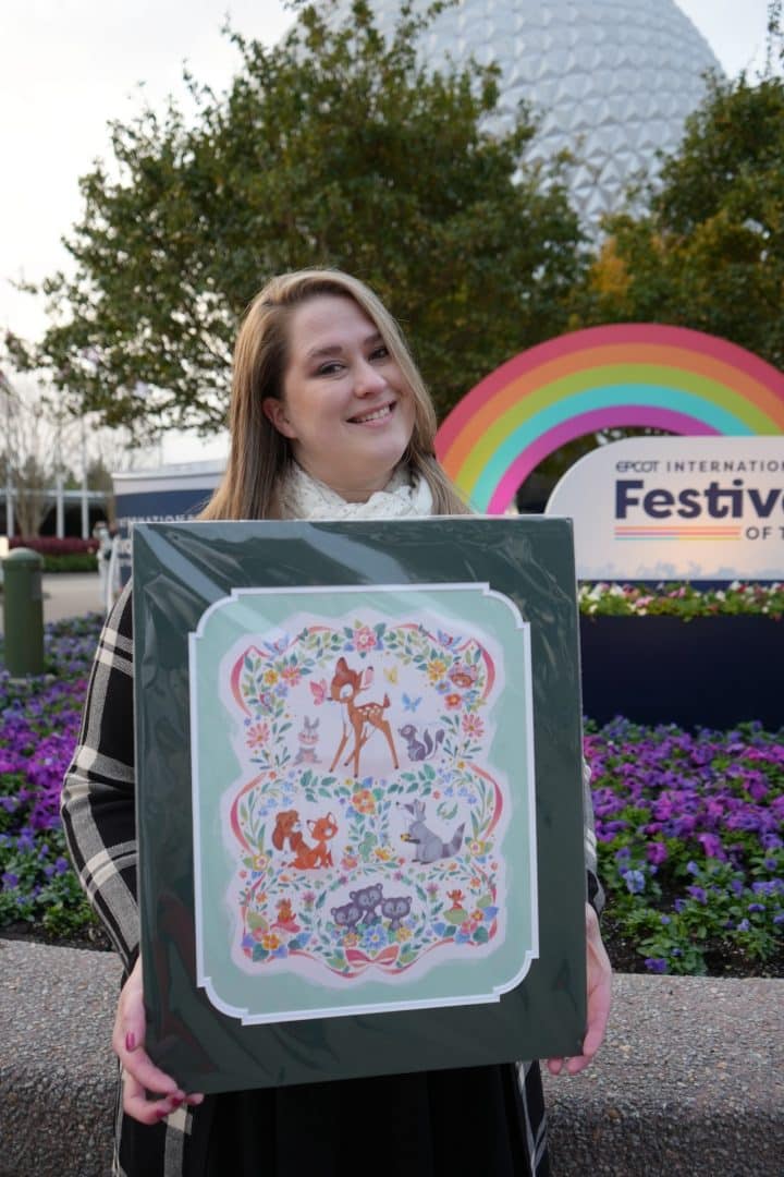 Disney Cast Member working on artwork for EPCOT International Festival of the Arts merchandise