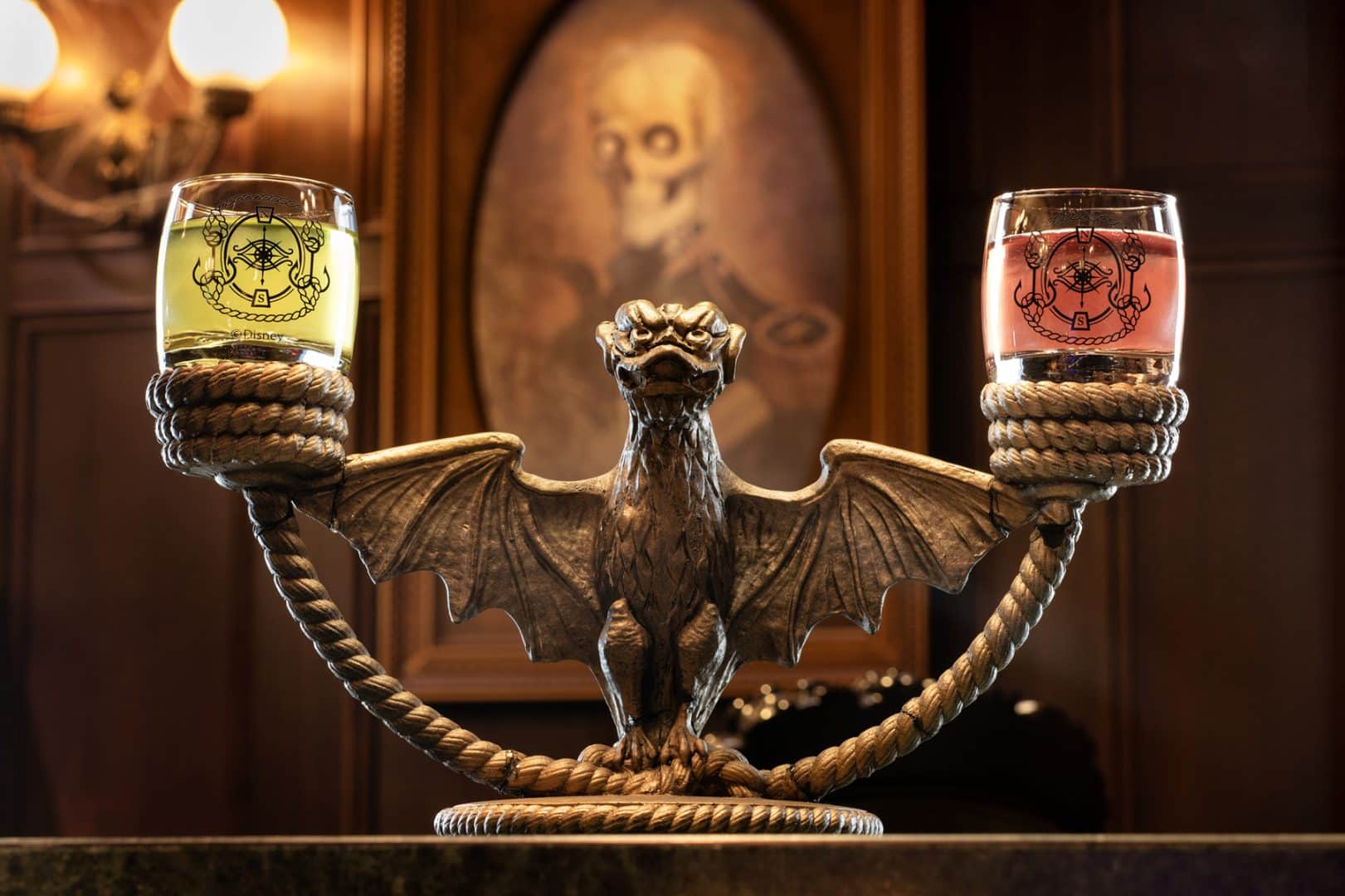 Commemorative souvenirs at The Haunted Mansion Parlor onboard the Disney Treasure