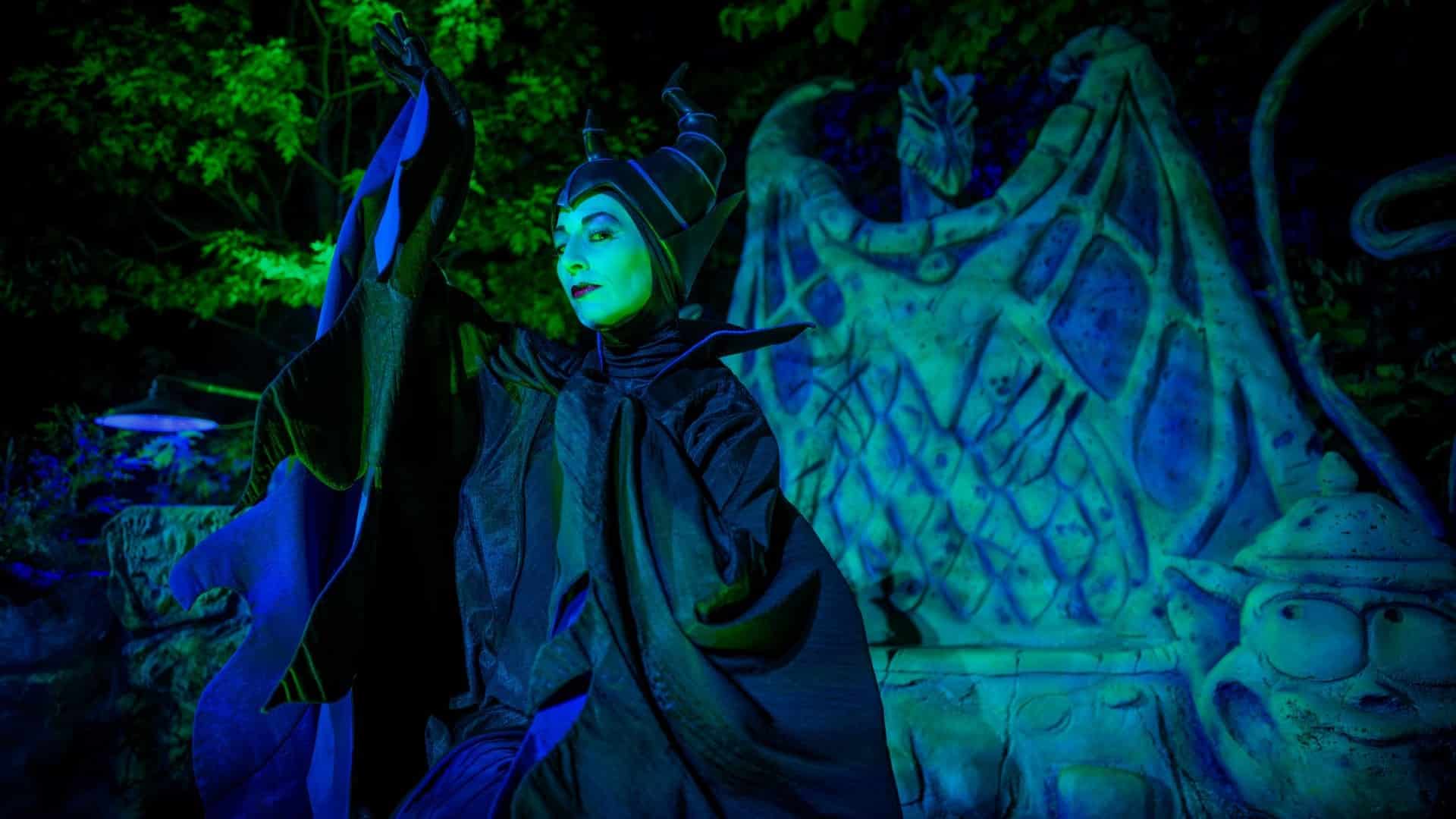 Maleficent at oogie boogie bash at disney california adventure park