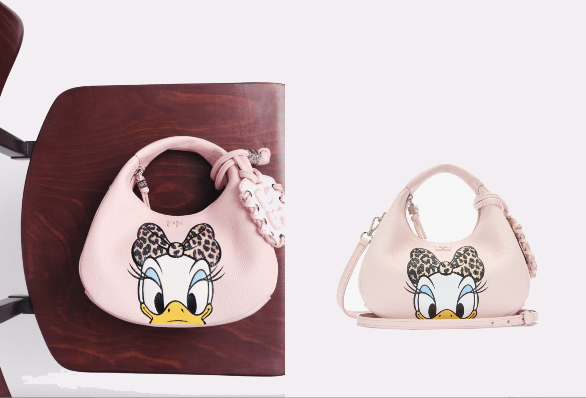 GANNI x Disney Daisy Duck Mini Hobo Bag in Pink | The Main Street Mouse Ganni X Disney Daisy Duck Mini Hobo Bag in Pink