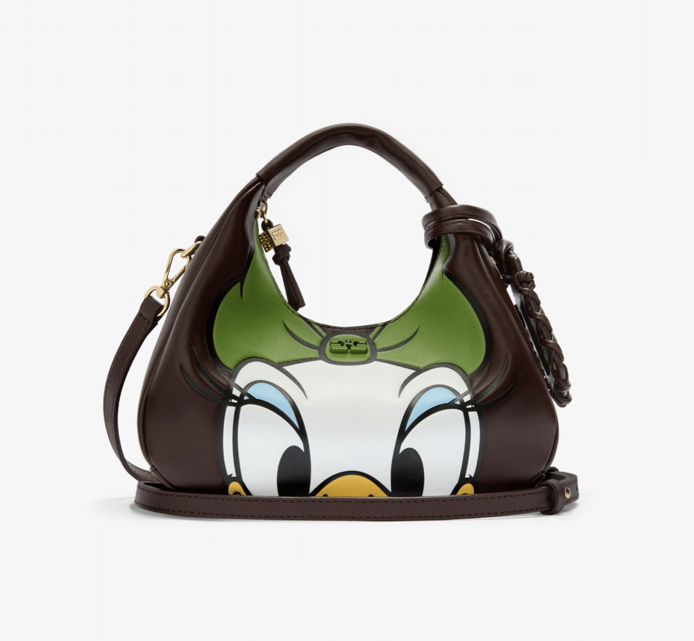 GANNI x Disney Daisy Duck Mini Hobo Bag in Brown | The Main Street Mouse Ganni X Disney Daisy Duck Mini Hobo Bag in Brown