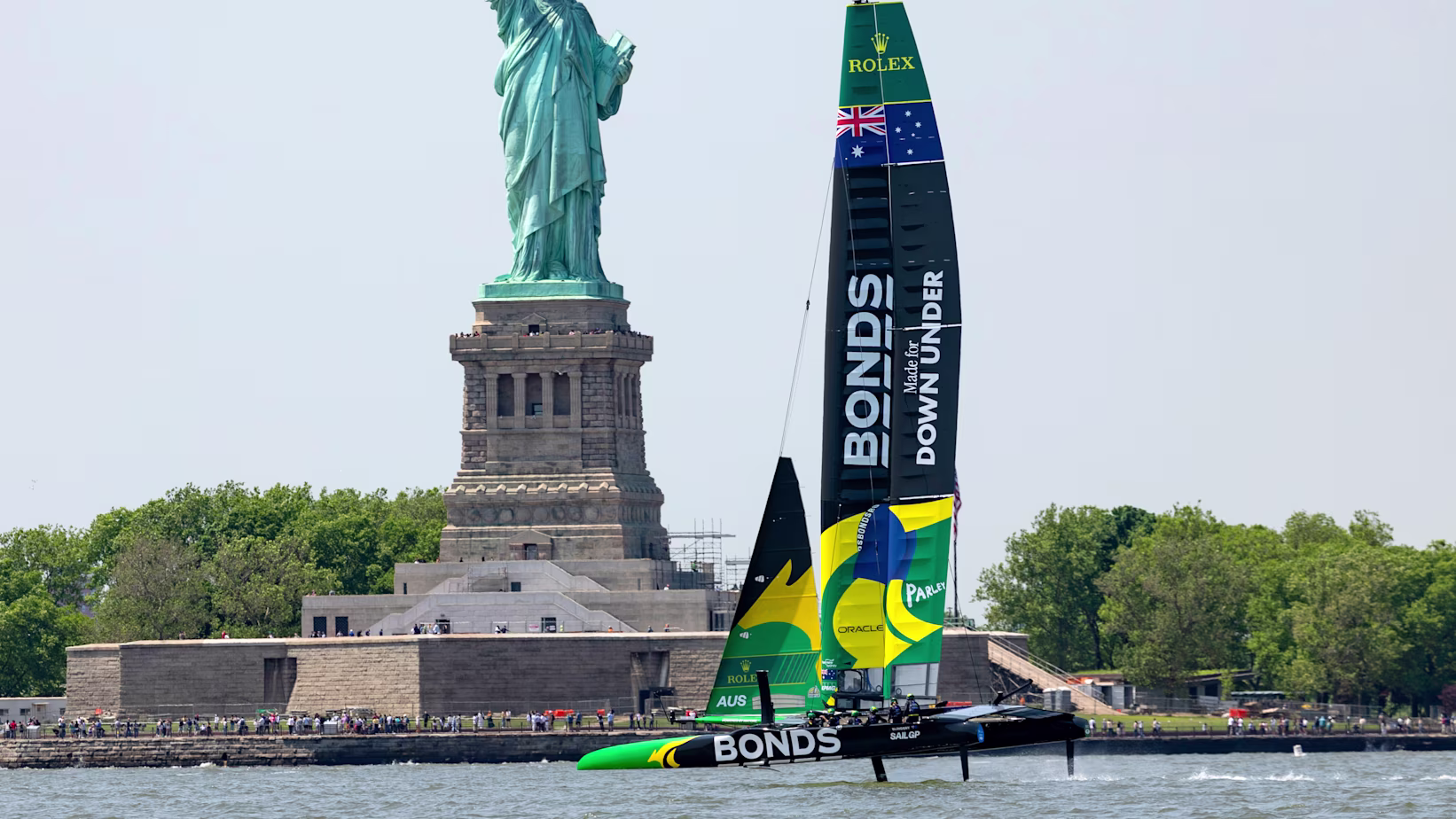BondsFlyingRoosSailGPTeamBoatLaunchonHudsonRiverNewYorkjpg | The Main Street Mouse Bonds flying roos sailgp team boat launch on hudson river new yorkjpg