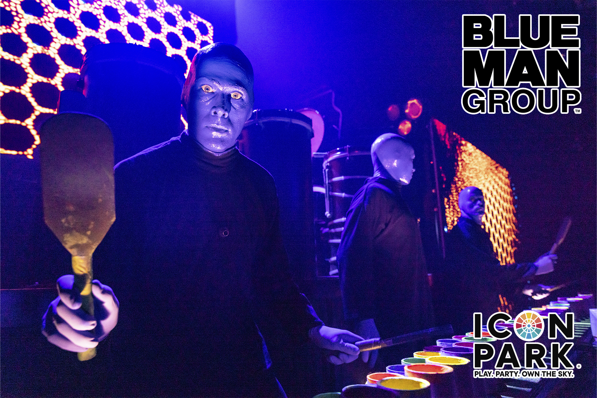 Opening Night Blue Man Group Unveils New Icon Park Home