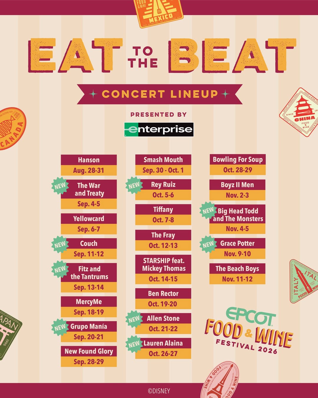Eat to the Beat Lineup | The Main Street Mouse Eat to the Beat Lineup