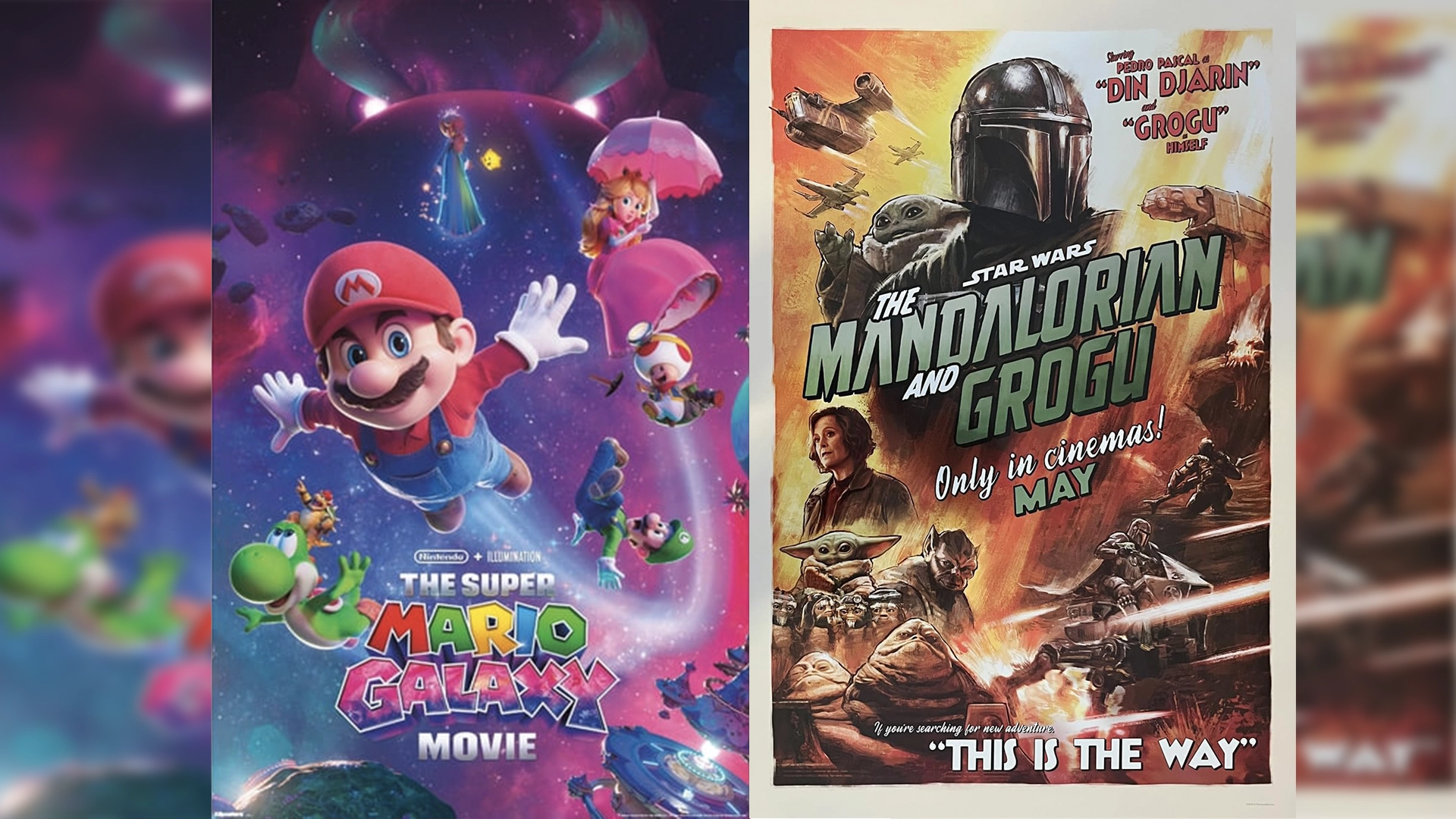 Poster for the Super Mario Bros Movie Showing Mario in a Colorful Space Scene with Yoshi and Friends