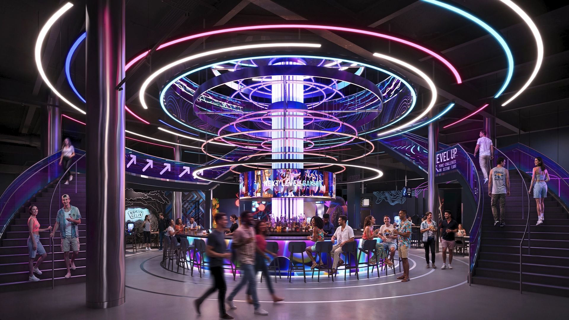 TwoStory Bar Rendering Level99 at Disney Springs | The Main Street Mouse Two story Bar Rendering Level99 at Disney Springs