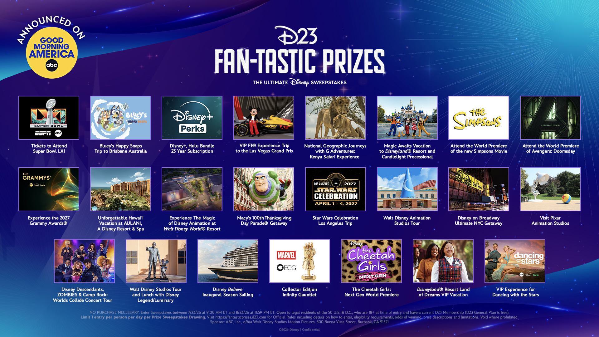 Disney Unveils D23 Fantastic Prizes the Ultimate Disney Sweepstakes with Incredible Once in a lifetime Experiences
