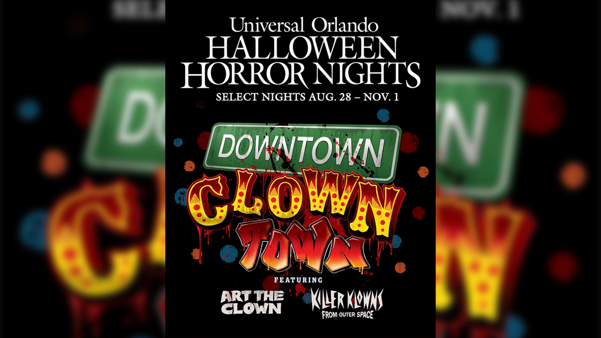 Halloween Horror Nights Reveals Downtown Clowntown Scare Zone and Art the Clown is Joining the Killer Klowns