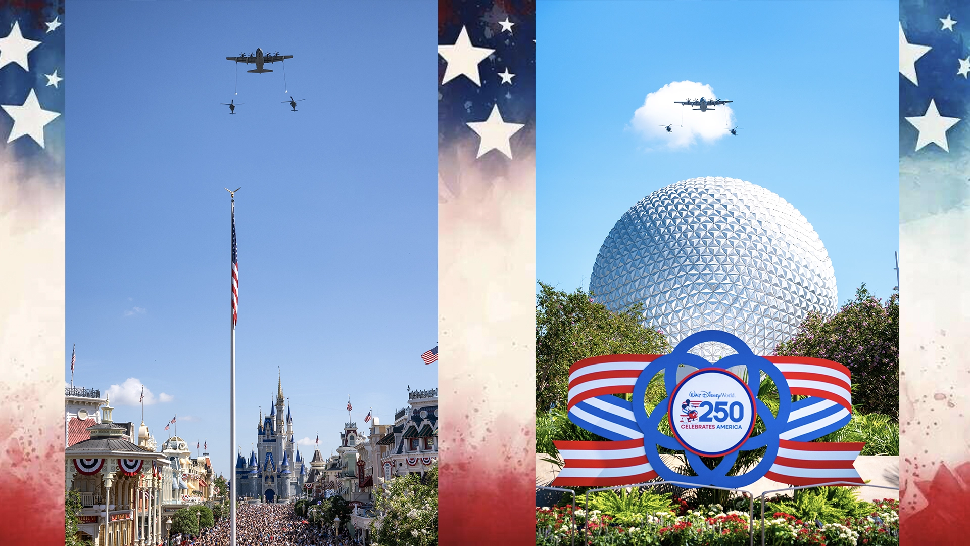 Us Air Force Flyover Soars over Magic Kingdom and Epcot for Independence Day