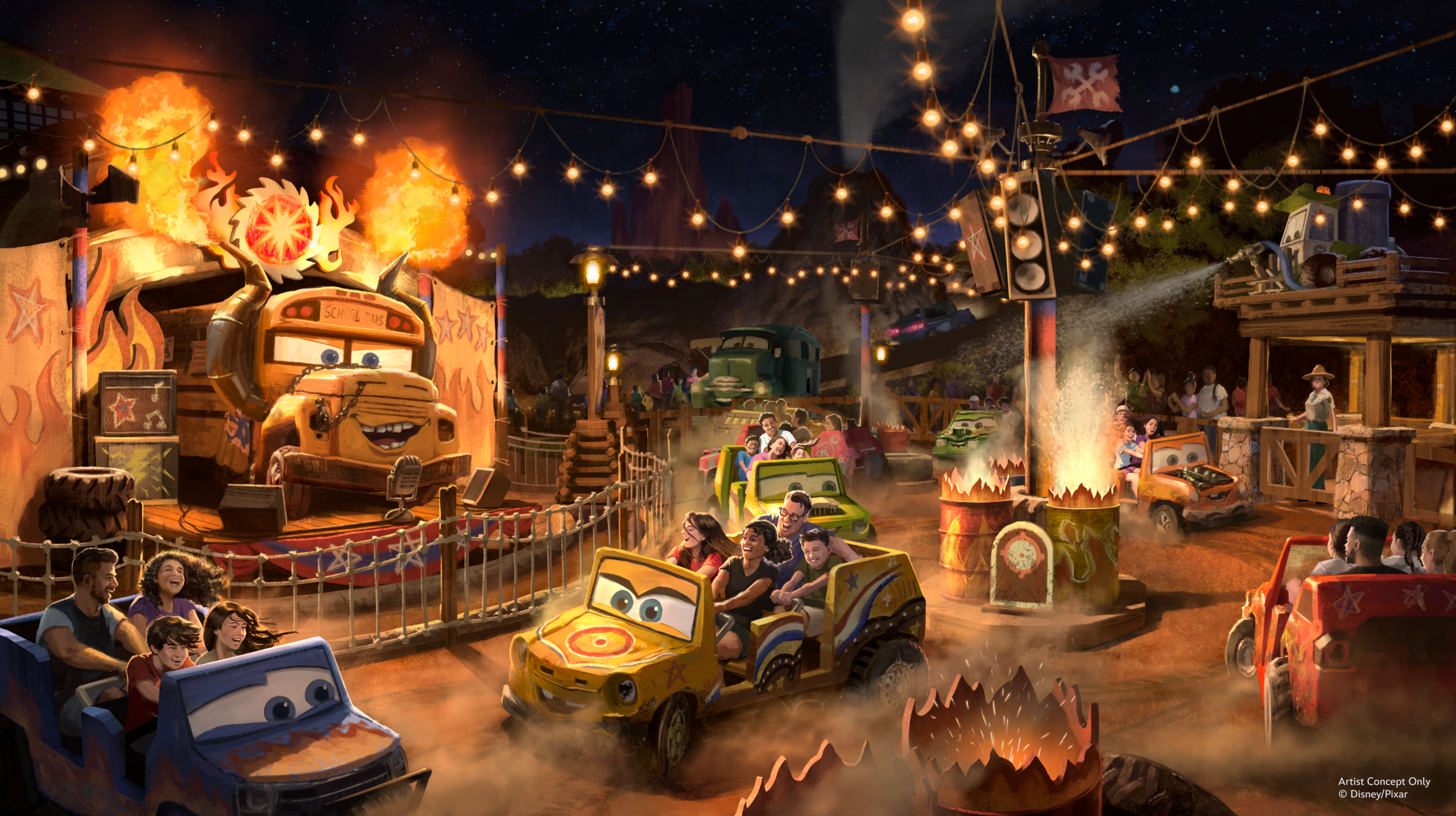 Miss Fritter S Daredevil Spin along at Magic Kingdom Concept Art