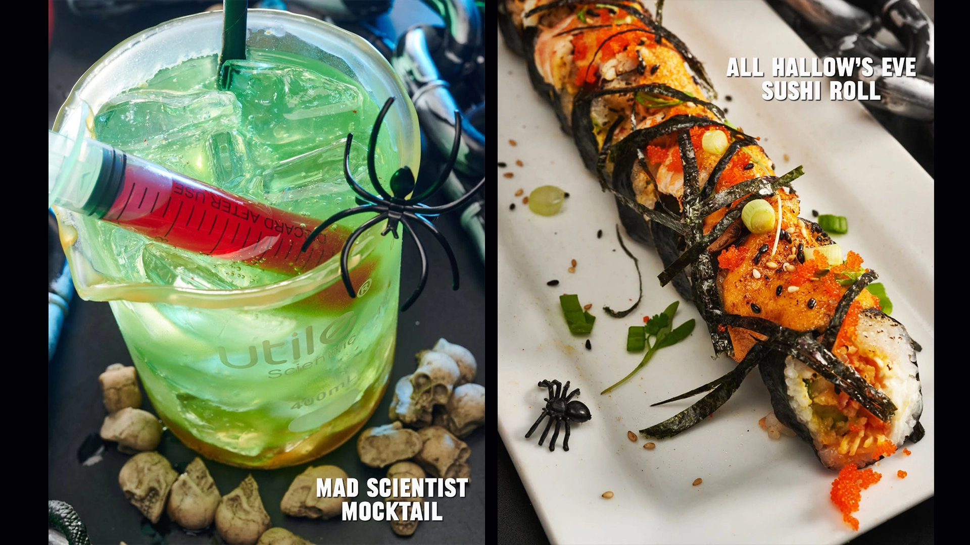 Mad Scientist Mocktail and All Hallow's Eve Sushi Roll