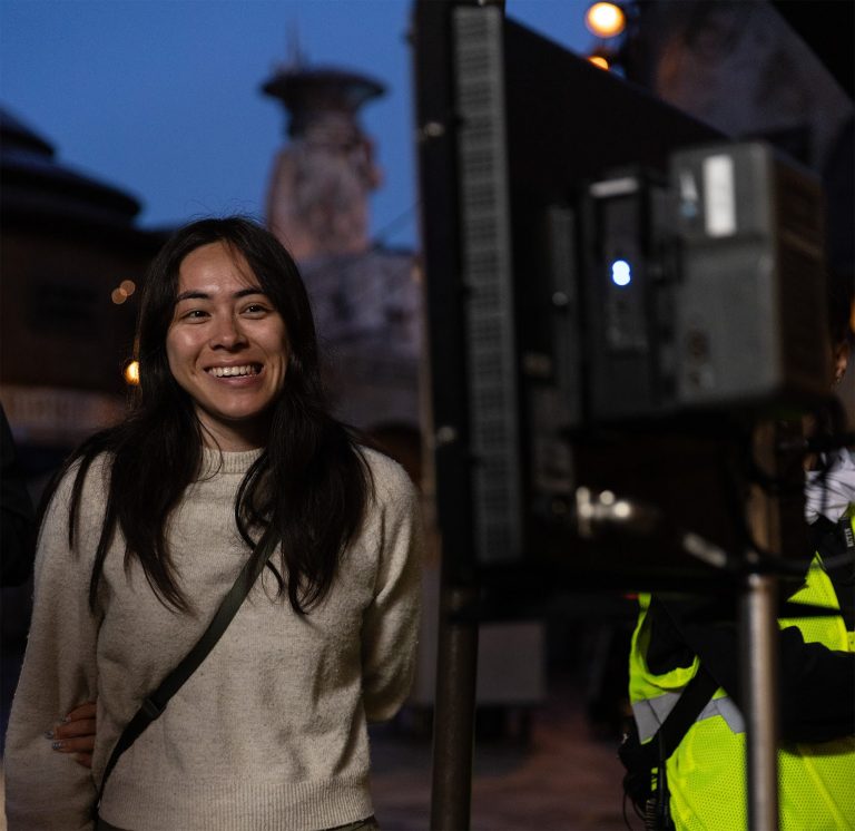 Disney Cast Member Nicole Figueroa Sierra Guides Filming at Star Wars Galaxys Edge at Disneys Hollywood Studios