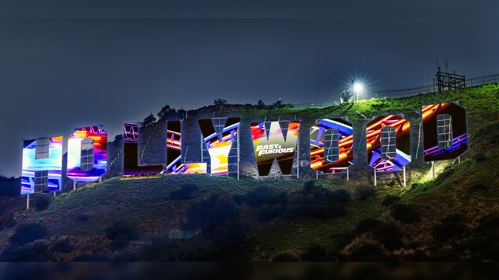 Universal Studios Hollywood Transforms the Hollywood Sign to Celebrate Fast and Furious Hollywood Drift