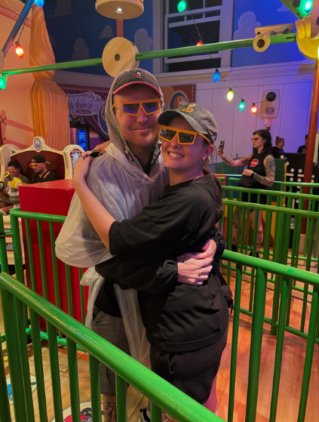 Chad Gilbert and Wife Lisa at Toy Story Mania in 2025