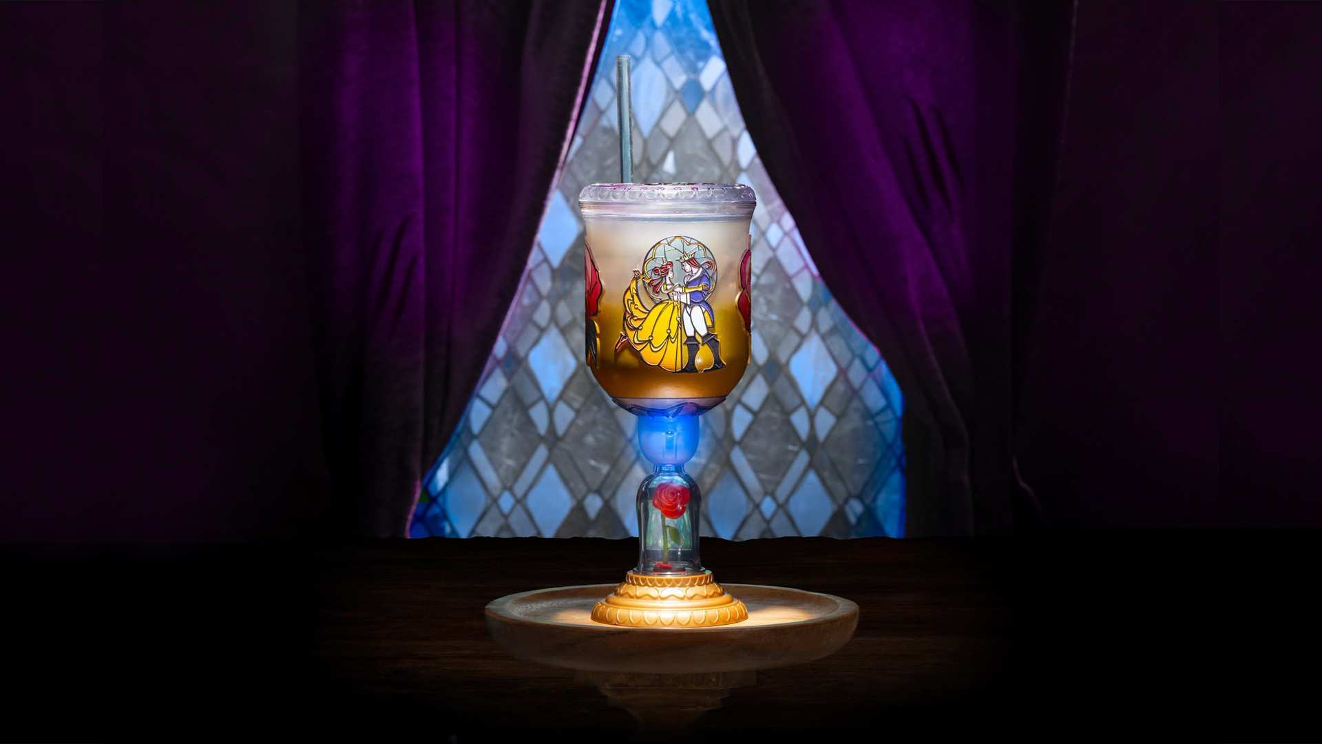 New Be Our Guest Goblet with Glowing Enchanted Rose Stem at Magic Kingdom