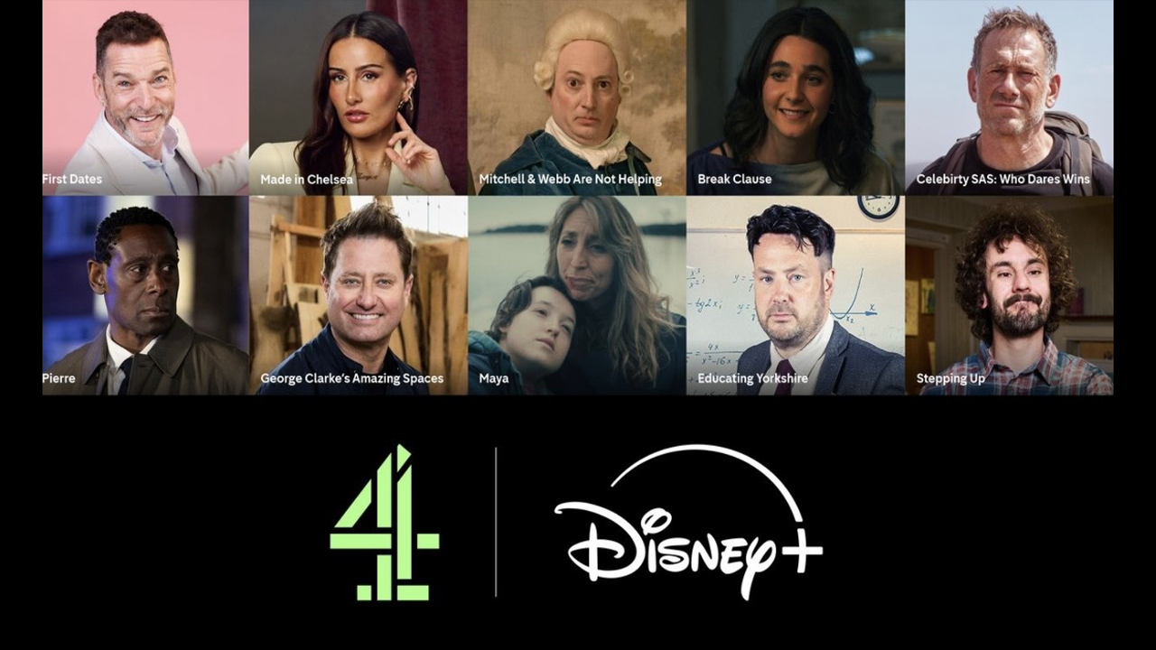 Channel 4 Joins Disney+ in a Landmark Deal Starting Early Next Year | The Main Street Mouse Channel 4 and Disney+ Logos for the Deal Bringing Channel 4 to Disney+ in the Uk and Ireland