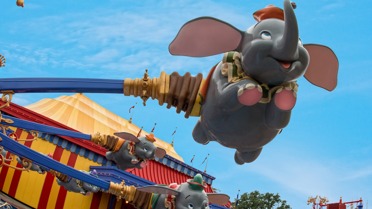 Dumbo the Flying Elephant Magic Kingdom | The Main Street Mouse Dumbo the Flying Elephant Ride Vehicle at Magic Kingdom Celebrating Dumbos 85th Anniversary