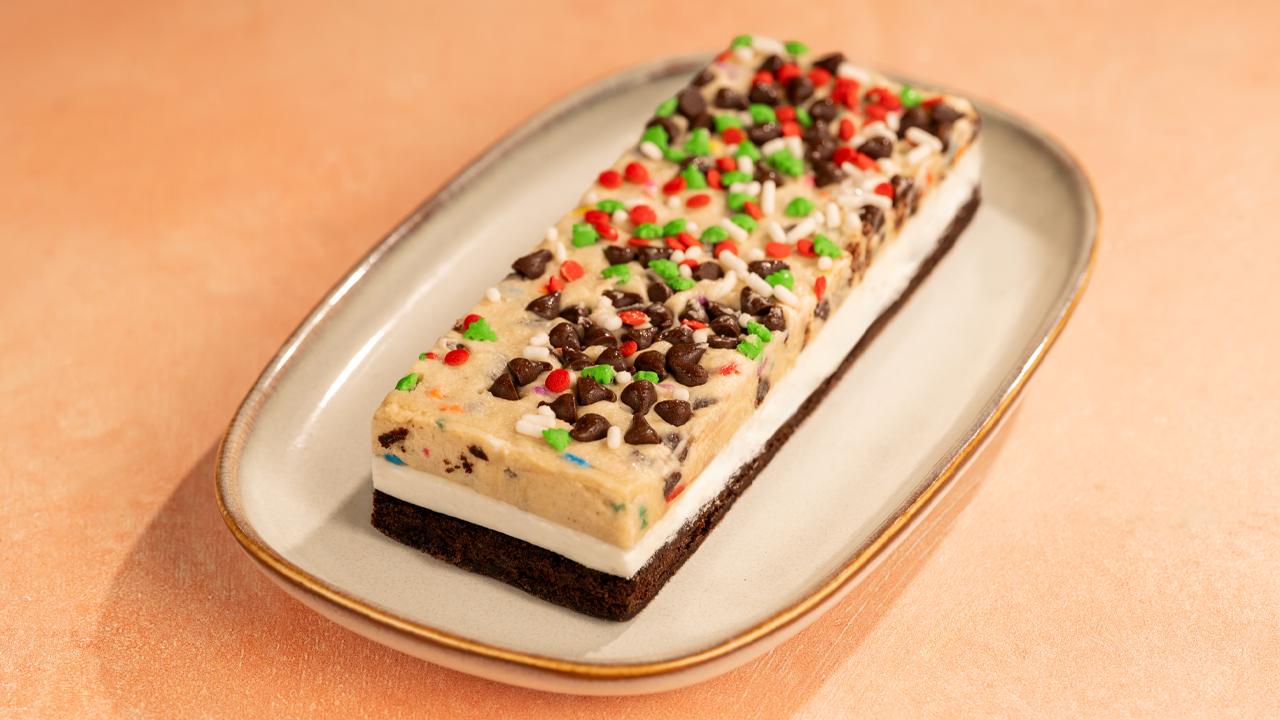 Festive Cookie Dough Brownie Ice Cream Sandwich