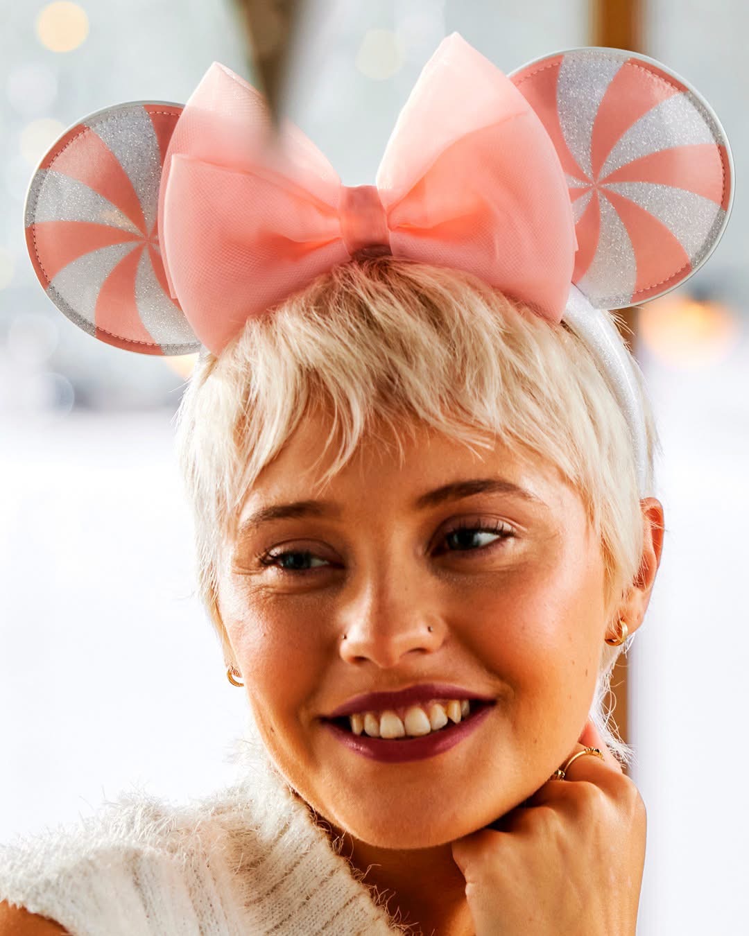 Pink Disney Holiday ears | The Main Street Mouse Pink Disney Holiday Minnie Ears from the 2026 Holiday Pastel Collection