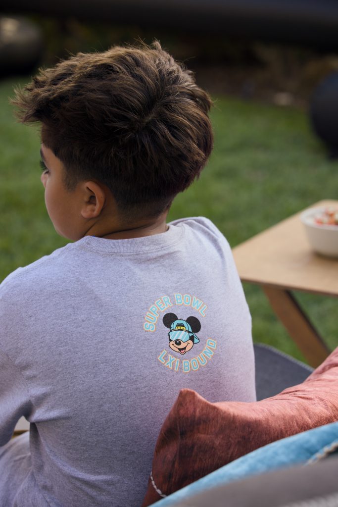 Disney Champion Mickey and Friends Super Bowl LXI Youth Shirt | The Main Street Mouse Disney Champion Mickey and Friends Super Bowl Lxi Youth Shirt