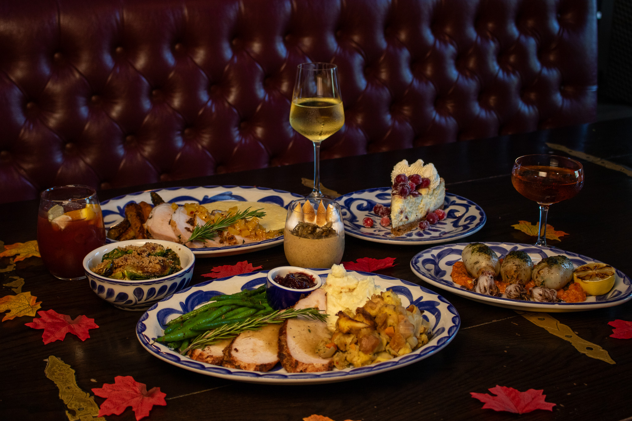 Mia's Italian Kitchen family style Thanksgiving dinner with brick oven roasted turkey in Orlando