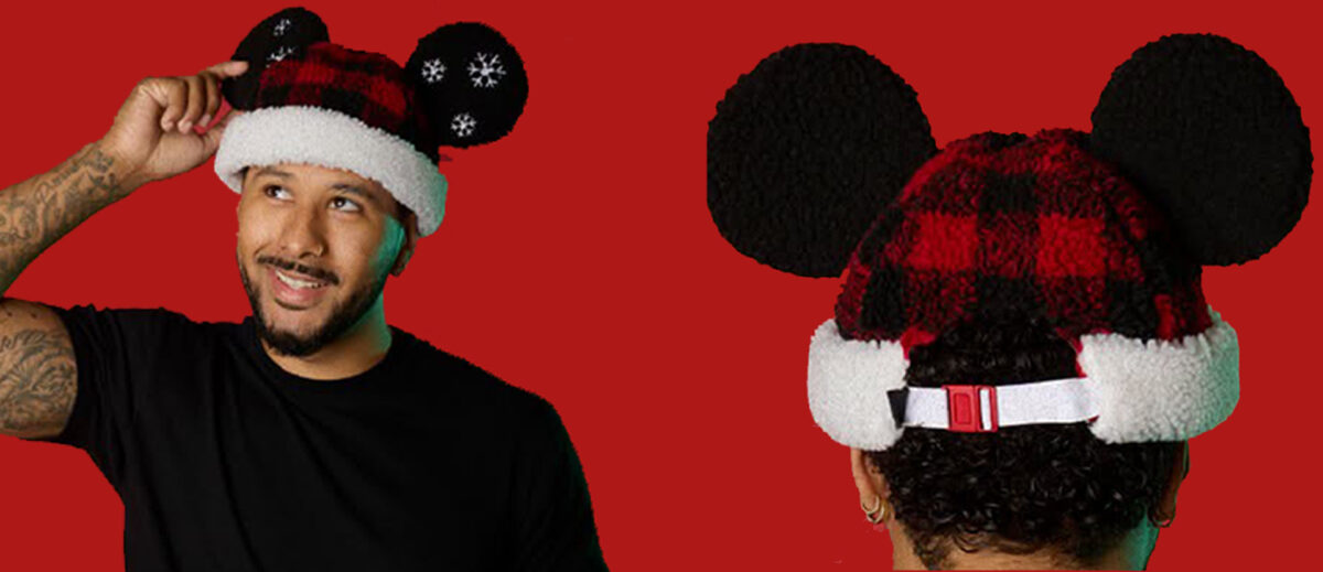 Mickey Mouse Plaid Holiday Sherpa Beanie | The Main Street Mouse Mickey Mouse Plaid Holiday Sherpa Beanie