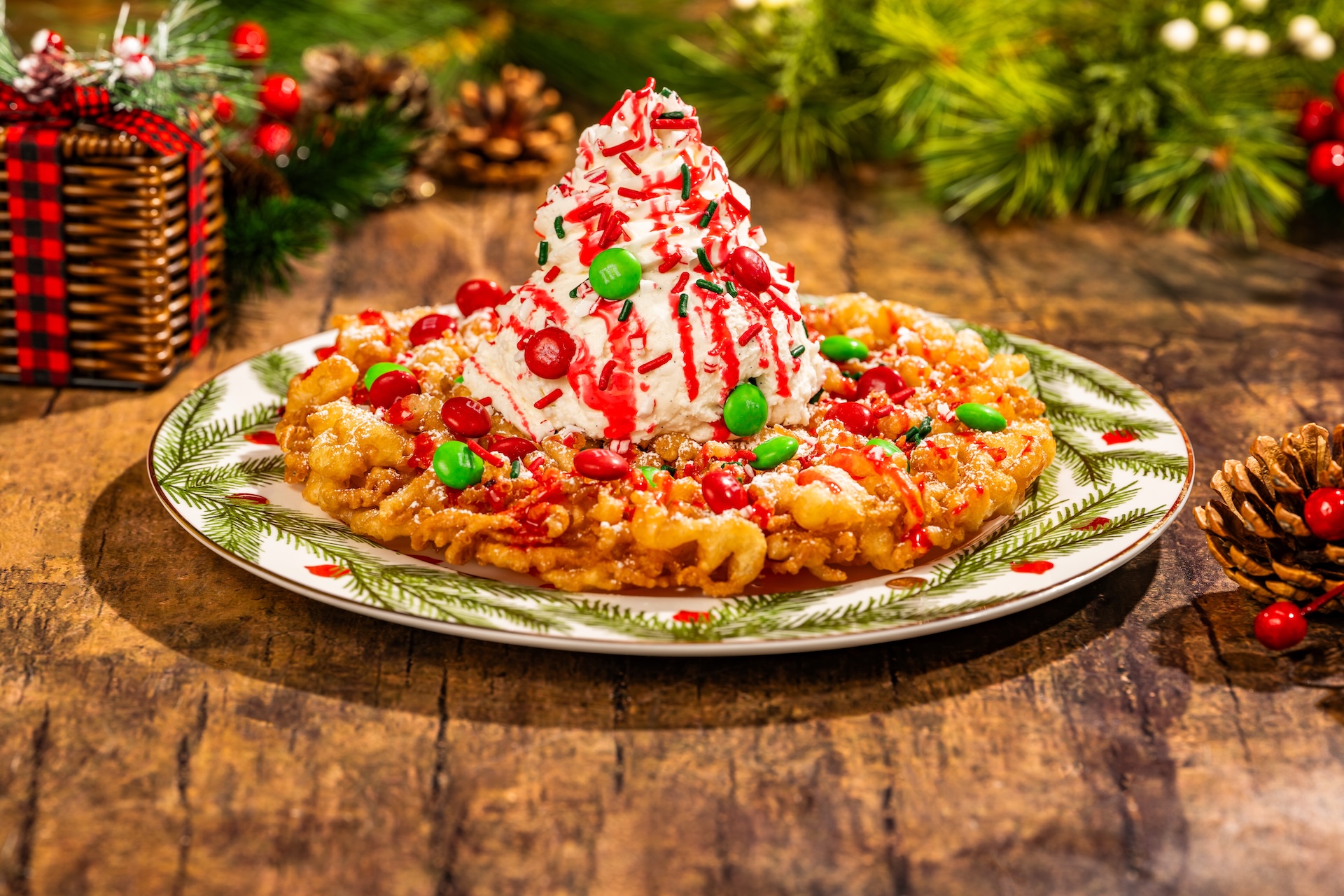 Peppermint Bark Funnel Cake | The Main Street Mouse Peppermint Bark Funnel Cake at Sleepy Hollow Refreshments