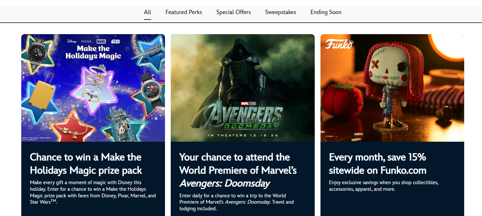 Doomsday Premiere Sweepstakes entry on the Disney+ Perks dashboard | The Main Street Mouse Doomsday Premiere Sweepstakes Entry on the Disney+ Perks Dashboard