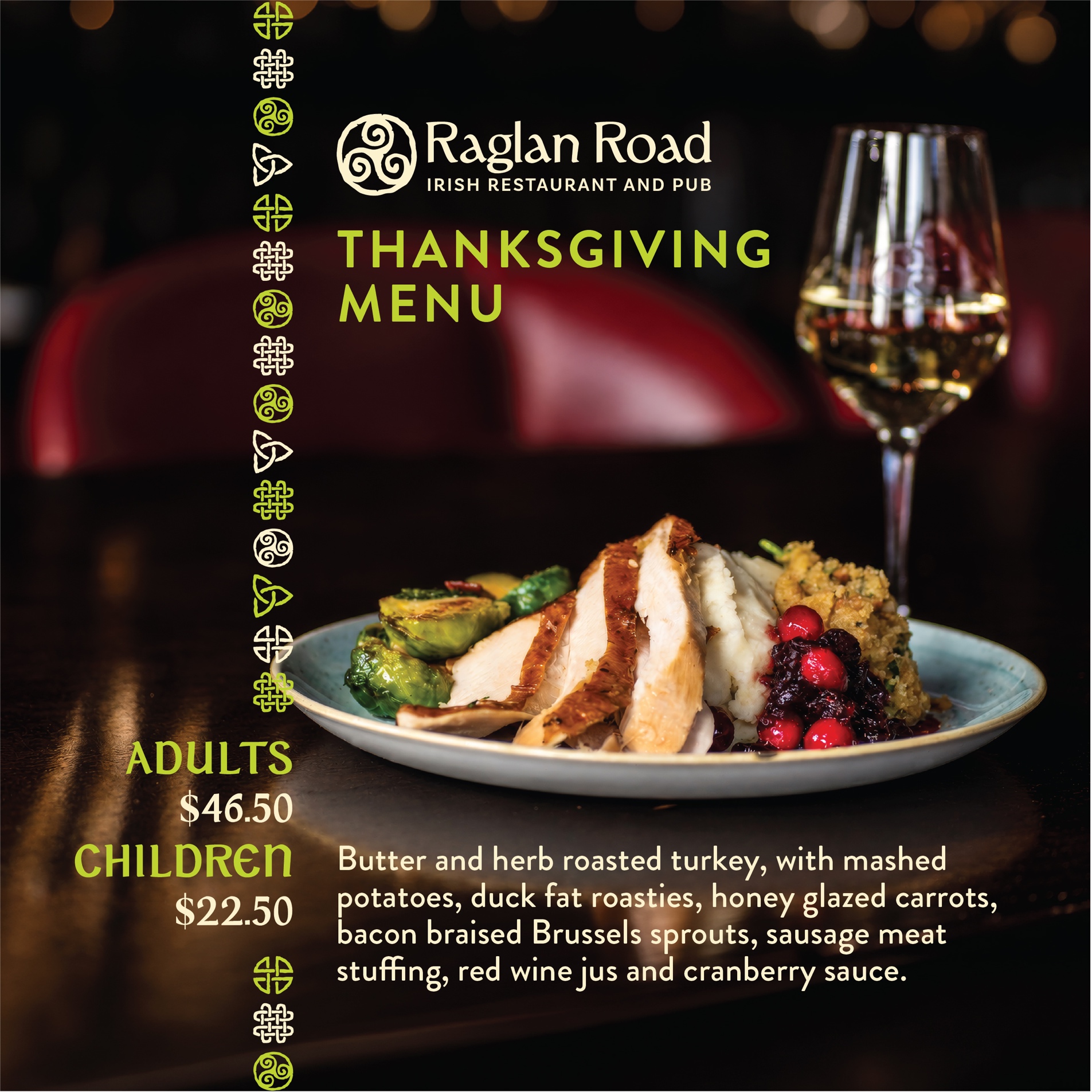 Raglan Road Thanksgiving | The Main Street Mouse Thanksgiving Turkey Dinner at Raglan Road Irish Pub at Disney Springs